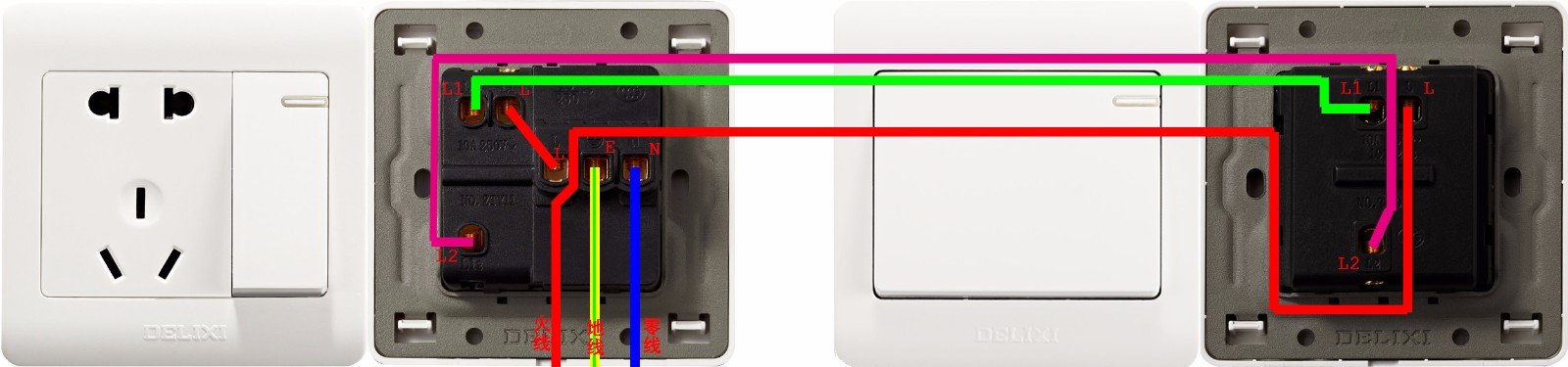 两个开关控制一个轴流风机怎么接线