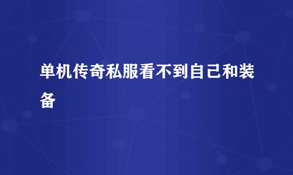 单机传奇私服看不到自己和装备
