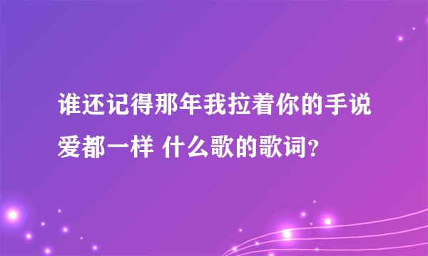 谁还记得那年我拉着你的手说爱都一样 什么歌的歌词？