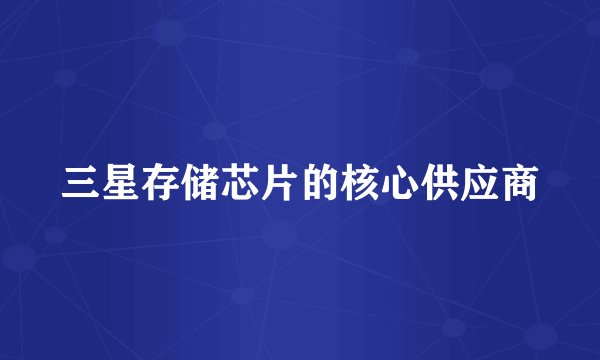三星存储芯片的核心供应商
