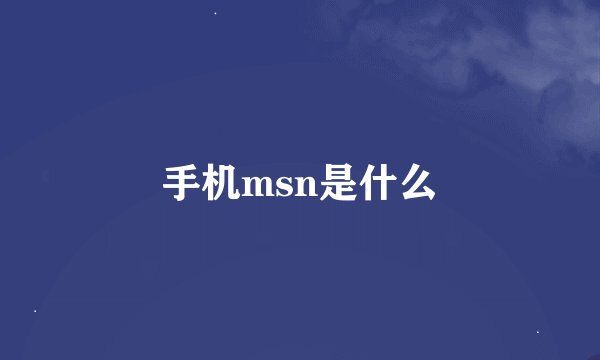 手机msn是什么