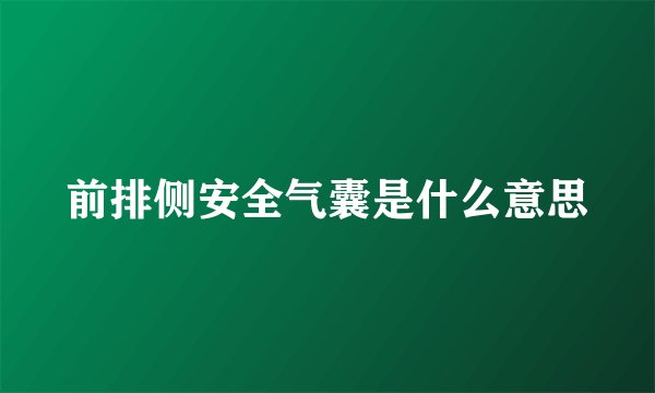 前排侧安全气囊是什么意思