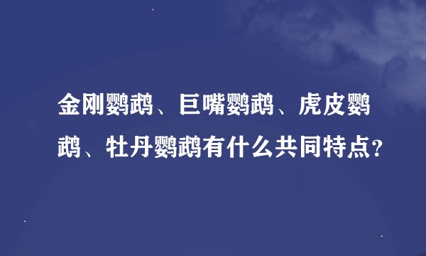 金刚鹦鹉、巨嘴鹦鹉、虎皮鹦鹉、牡丹鹦鹉有什么共同特点？