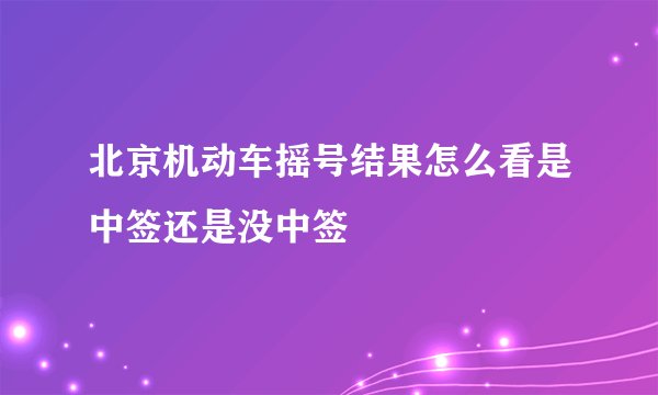 北京机动车摇号结果怎么看是中签还是没中签