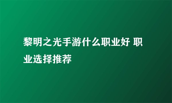 黎明之光手游什么职业好 职业选择推荐