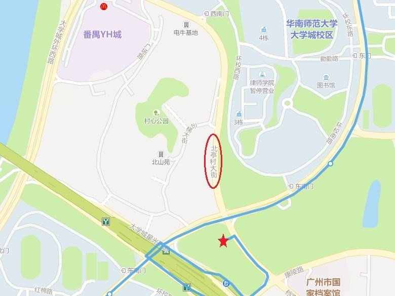 广州市B25公交车哪个站点离北亭村大街最近？