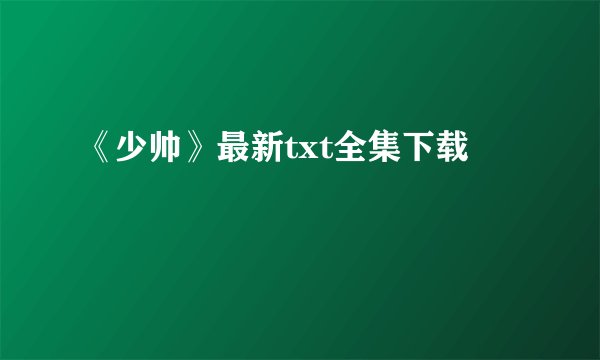 《少帅》最新txt全集下载