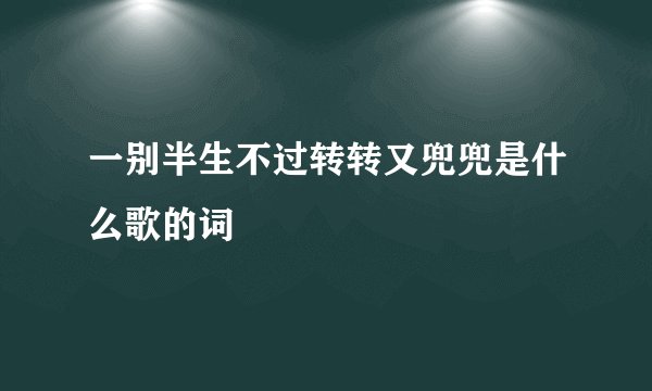 一别半生不过转转又兜兜是什么歌的词