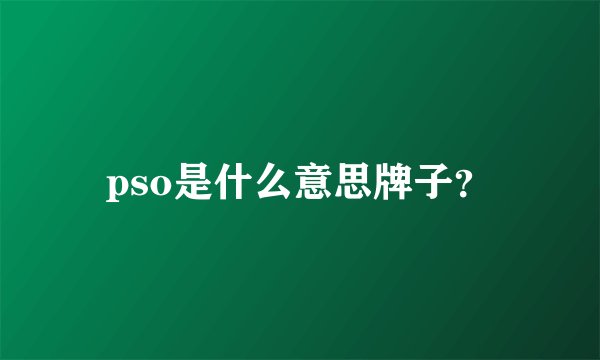 pso是什么意思牌子？