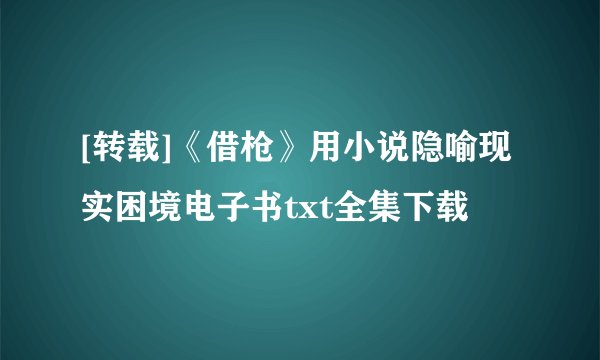 [转载]《借枪》用小说隐喻现实困境电子书txt全集下载