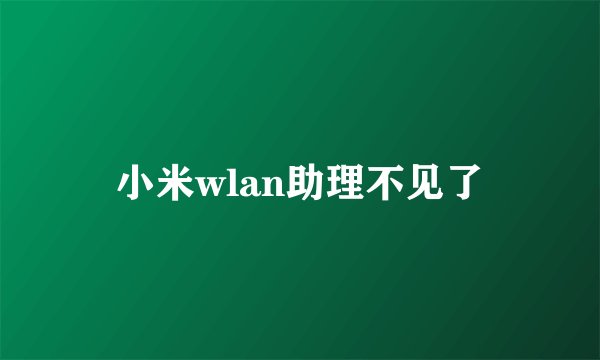 小米wlan助理不见了