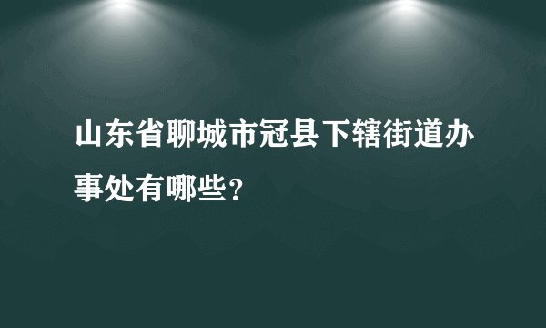 山东省聊城市冠县下辖街道办事处有哪些？