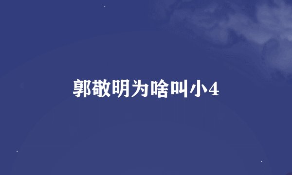 郭敬明为啥叫小4