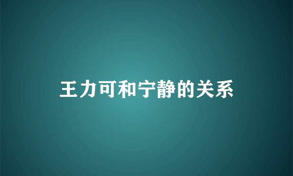 王力可和宁静的关系