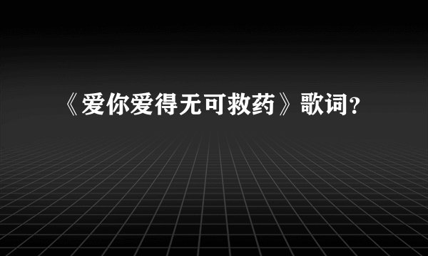 《爱你爱得无可救药》歌词？