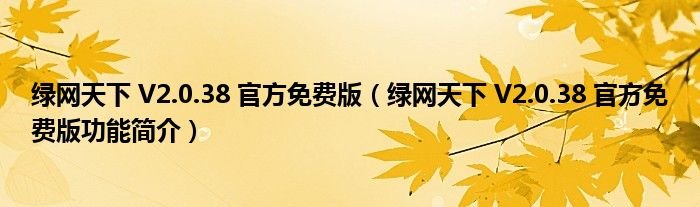 绿网天下V2038官方免费版绿网天下V2038官方免费版功能简介