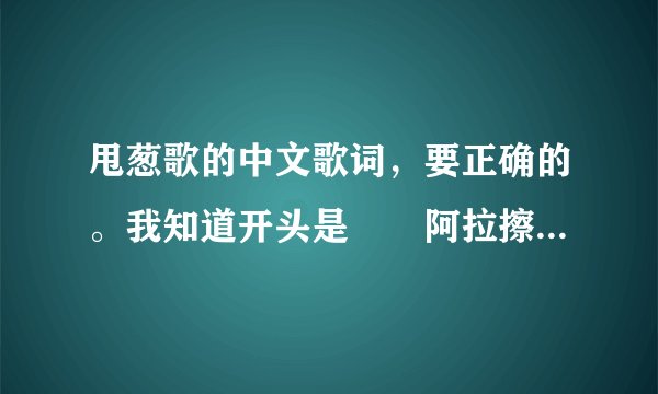 甩葱歌的中文歌词，要正确的。我知道开头是　　阿拉擦擦　。。。　
