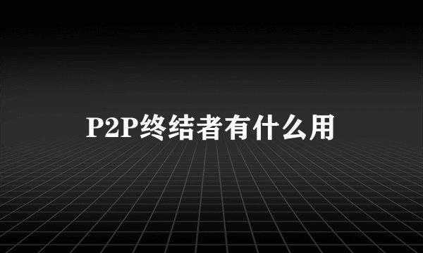 P2P终结者有什么用