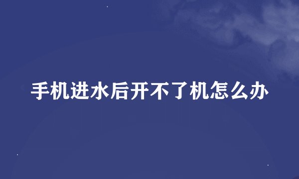 手机进水后开不了机怎么办