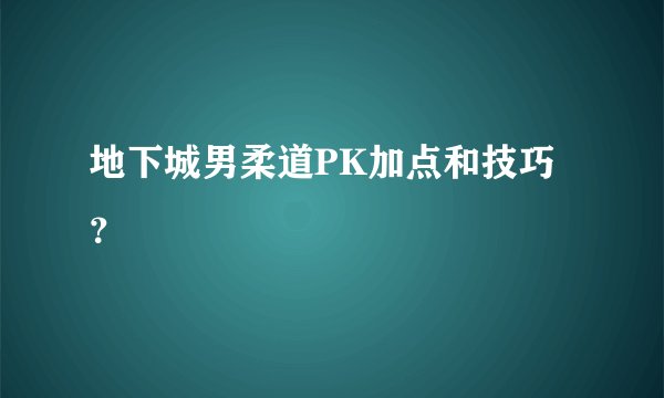 地下城男柔道PK加点和技巧？
