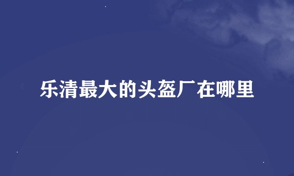 乐清最大的头盔厂在哪里