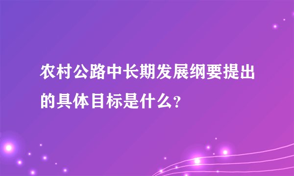 农村公路中长期发展纲要提出的具体目标是什么？