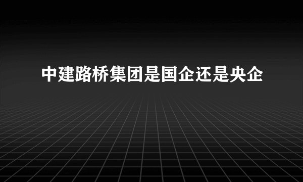 中建路桥集团是国企还是央企