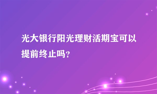 光大银行阳光理财活期宝可以提前终止吗?
