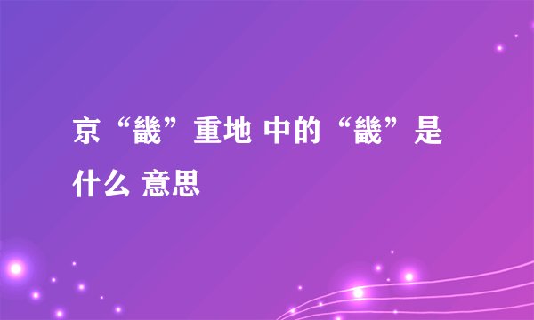 京“畿”重地 中的“畿”是 什么 意思
