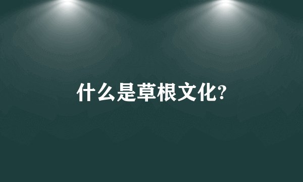 什么是草根文化?
