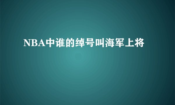 NBA中谁的绰号叫海军上将