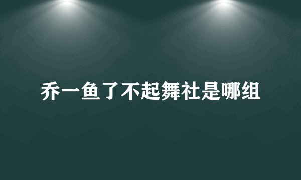 乔一鱼了不起舞社是哪组
