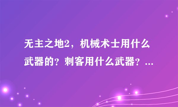 无主之地2，机械术士用什么武器的？刺客用什么武器？双枪用什么武器？魔女用什么武器？求答案，急！！！