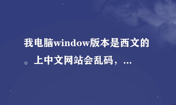 我电脑window版本是西文的。上中文网站会乱码，应该如何处理。