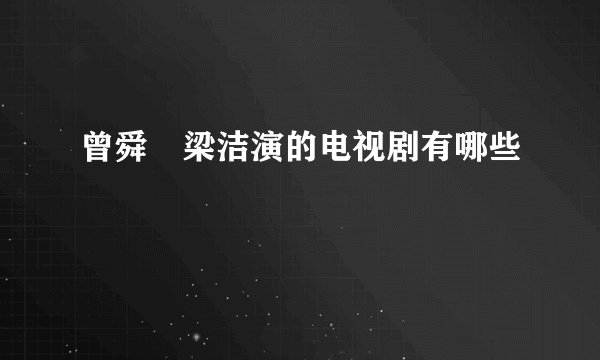曾舜晞梁洁演的电视剧有哪些