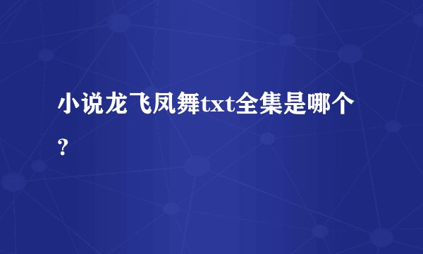 小说龙飞凤舞txt全集是哪个？
