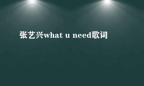 张艺兴what u need歌词
