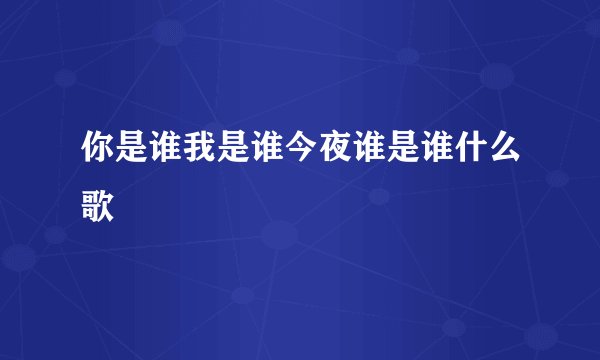你是谁我是谁今夜谁是谁什么歌