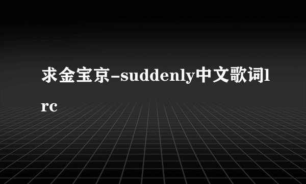 求金宝京-suddenly中文歌词lrc
