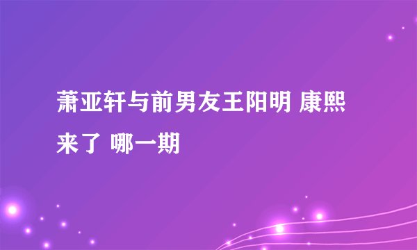 萧亚轩与前男友王阳明 康熙来了 哪一期