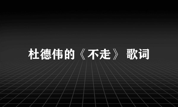 杜德伟的《不走》 歌词