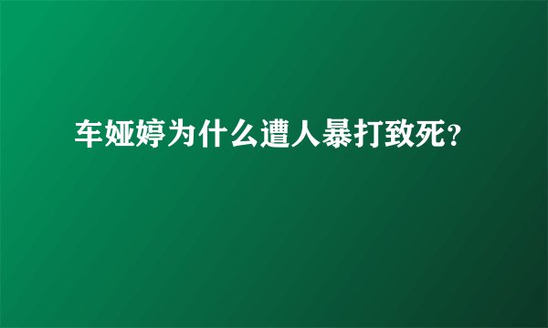 车娅婷为什么遭人暴打致死？
