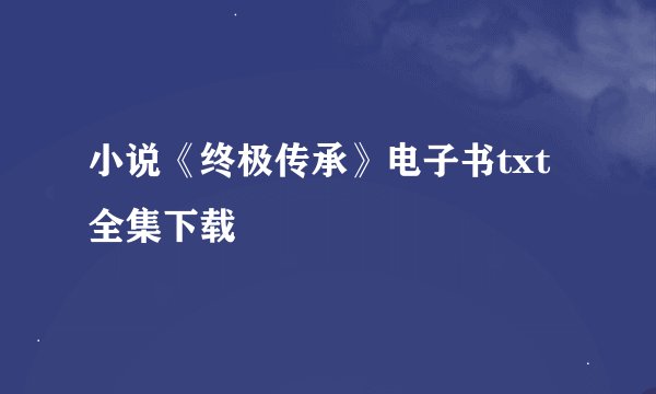 小说《终极传承》电子书txt全集下载