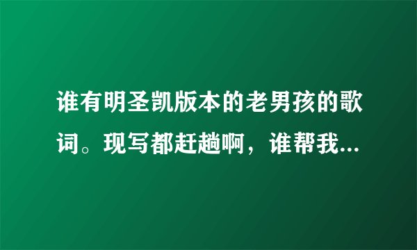 谁有明圣凯版本的老男孩的歌词。现写都赶趟啊，谁帮我听完后打来！！！急！！