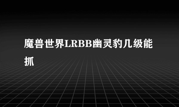魔兽世界LRBB幽灵豹几级能抓