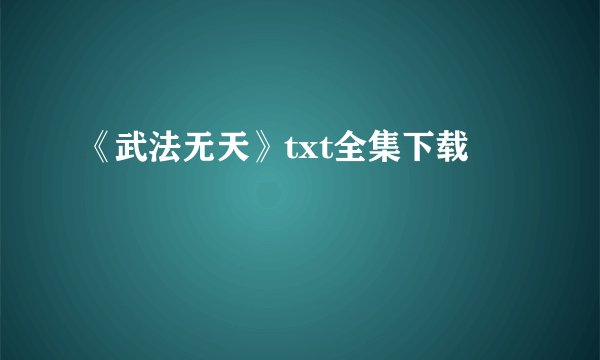 《武法无天》txt全集下载