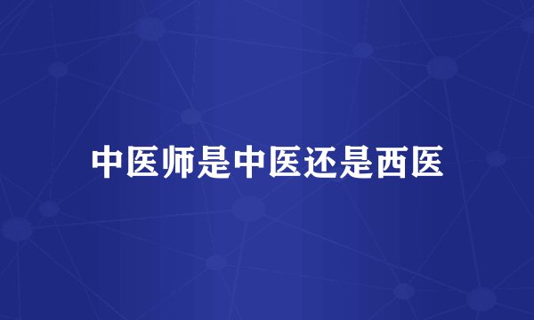 中医师是中医还是西医