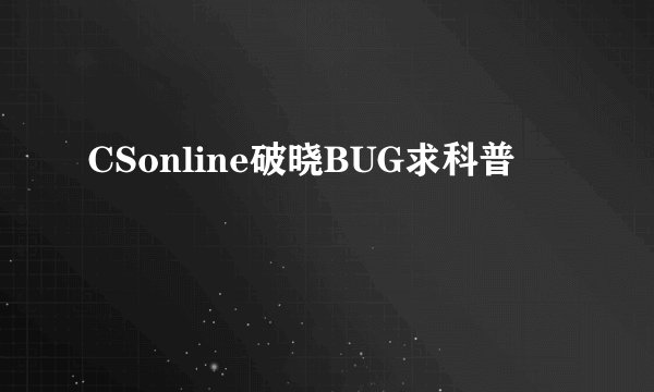 CSonline破晓BUG求科普