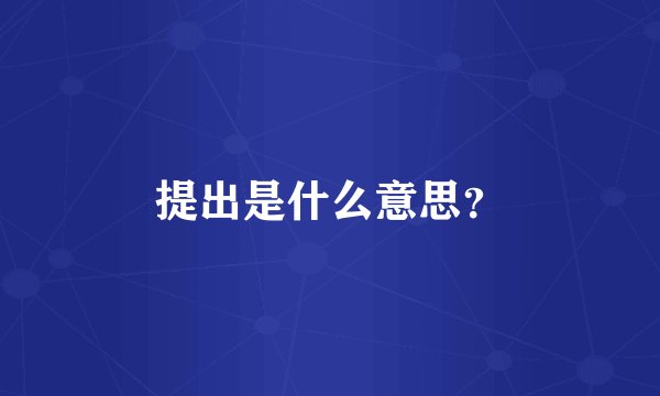 提出是什么意思？