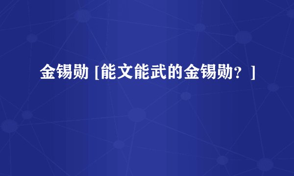金锡勋 [能文能武的金锡勋？]